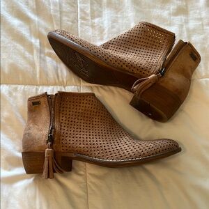 Roxy Tan Perforated Ankle Boots